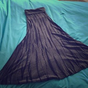 Long skirt with fold over adjustable waist